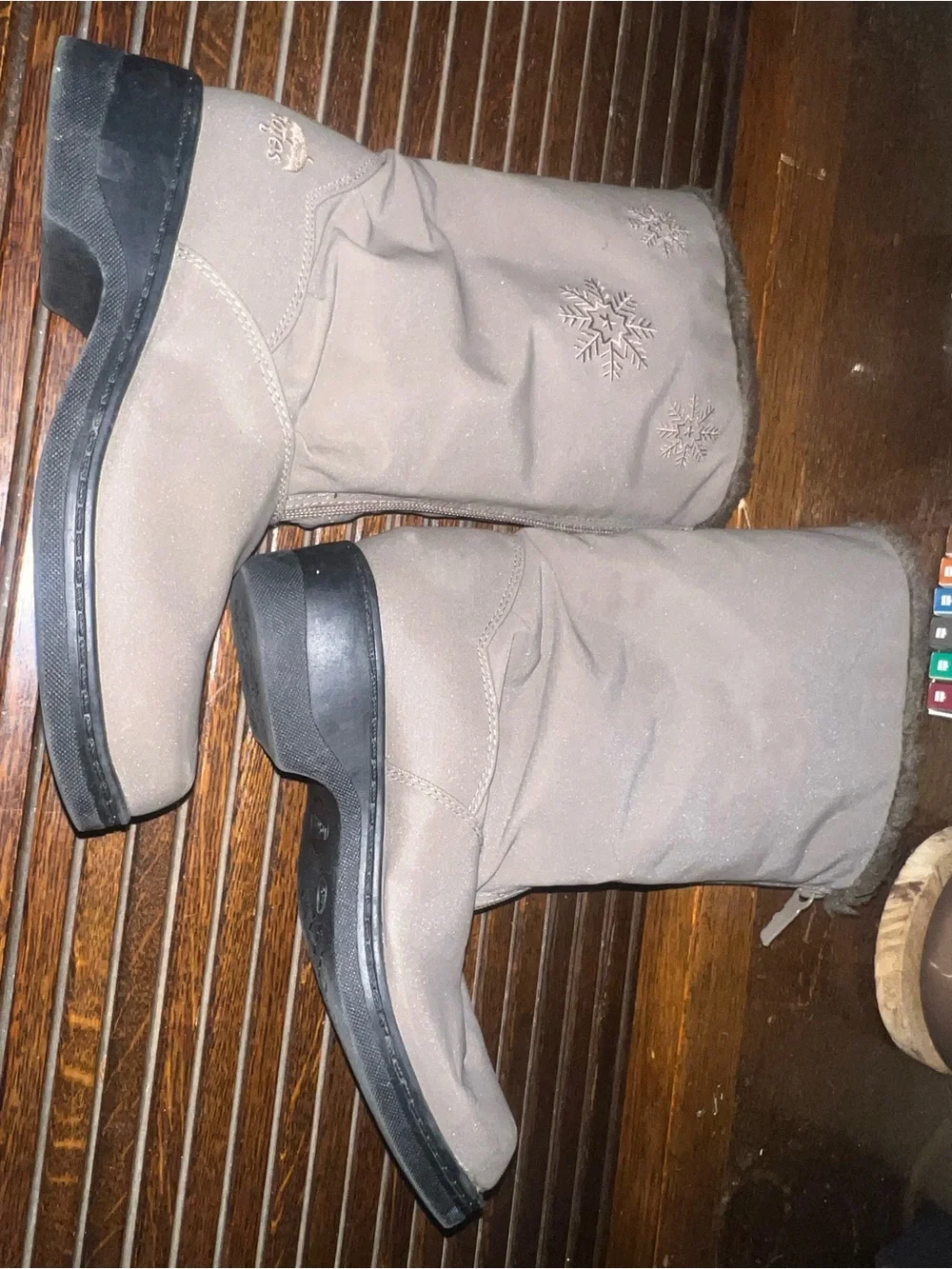 totes Women's Taupe Mid-Calf Winter Boots with Faux Fur Trim
